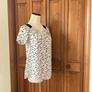 Worthington Black & White Chiffon Pullover Top, Size SP